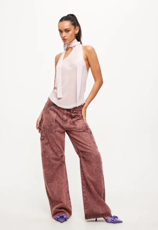 LUX TIE TOP - BLUSH sold by Lioness
