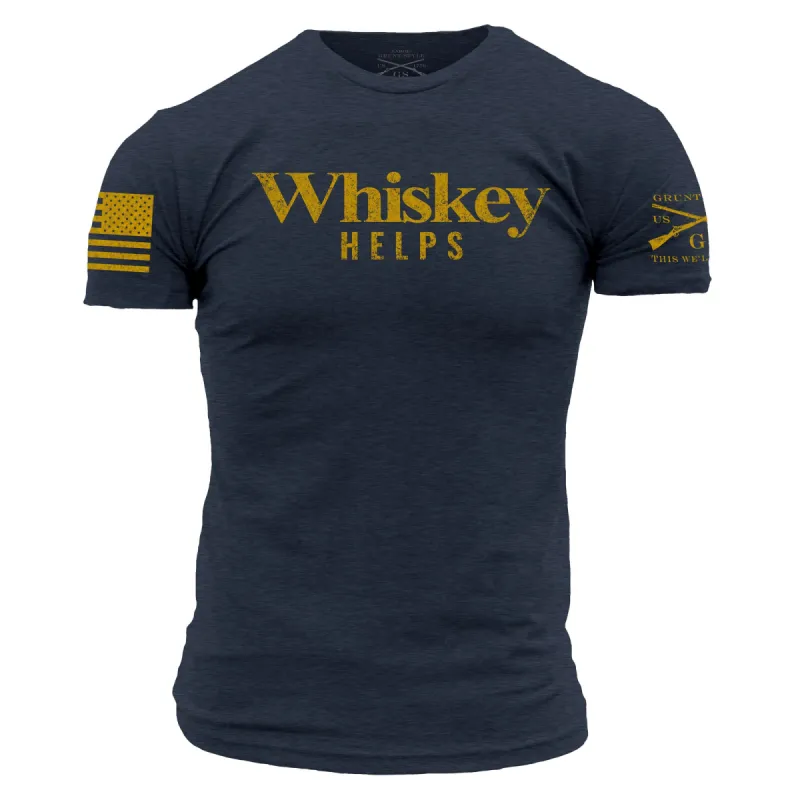 Whiskey Helps™  T-Shirt - Midnight Navy sold by Grunt Style