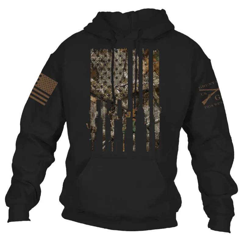 Realtree Edge® Rifle Flag Hoodie - Black sold by Grunt Style