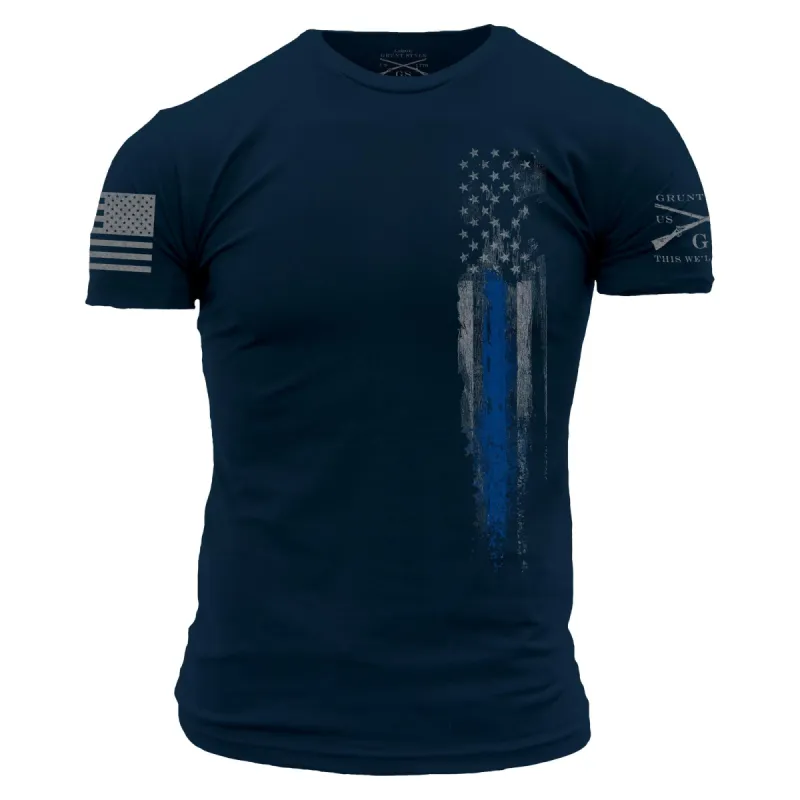 Blue Line Flag T-Shirt - Navy sold by Grunt Style