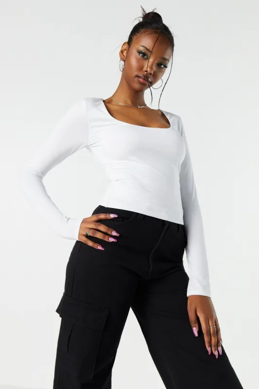 Solid Contour Scoop Neck Long Sleeve Top sold by Urban Planet