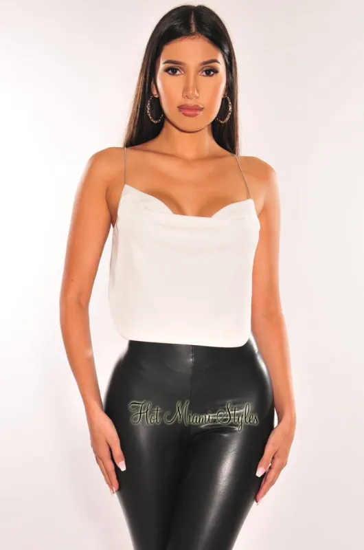 White Silver Chain Open Back Crop Top sold by Hot Miami Styles