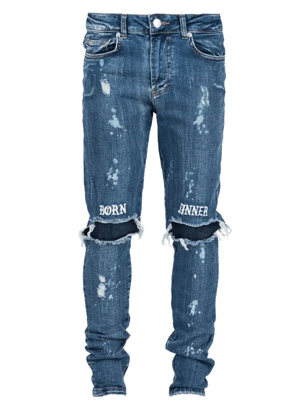 Born Sinner Distressed Denim - Dark Stone sold by reputation studios
