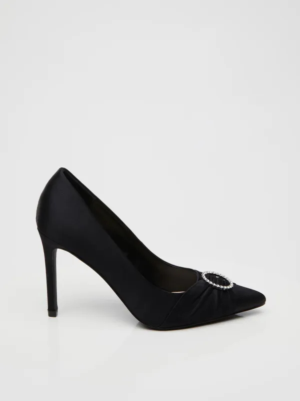 Pointed-Toe High Heel Pump With Ornament sold by Suzy Shier