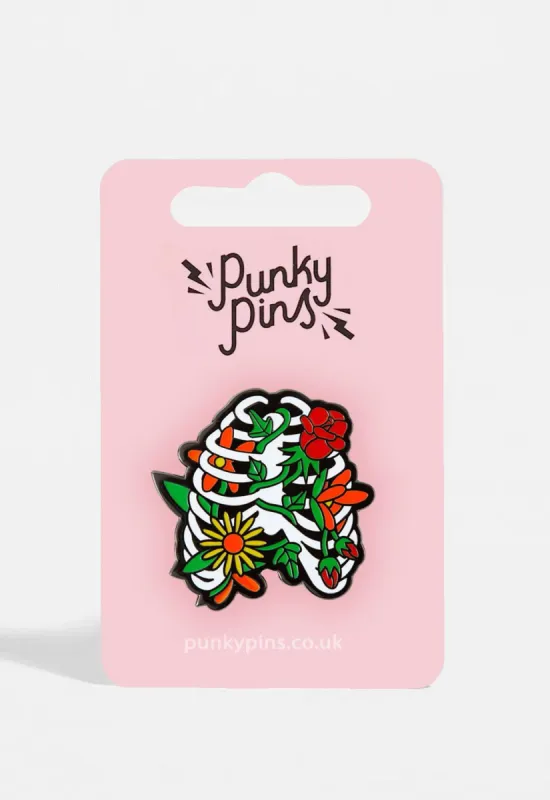 Floral Ribcage Pin sold by Damaged Society