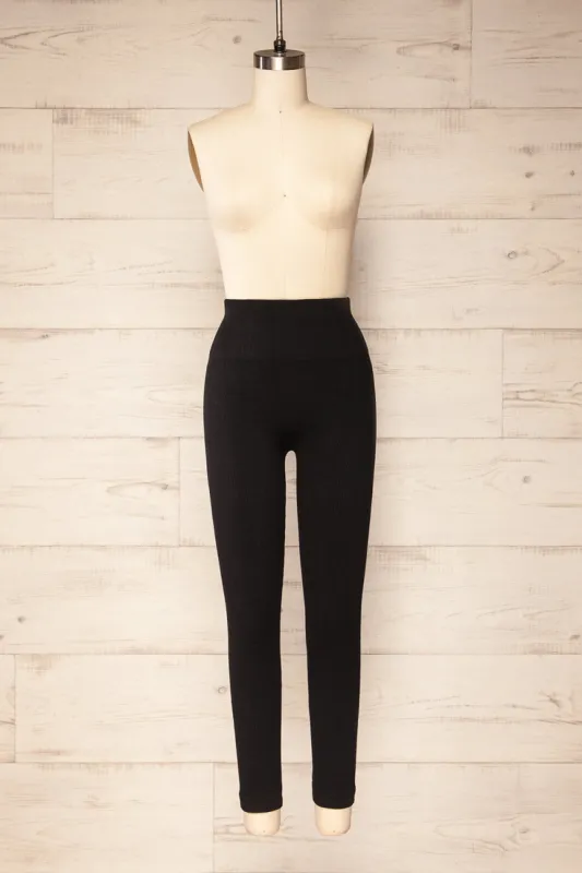 Quorena Black | High-Waisted Ribbed Leggings sold by Boutique 1861