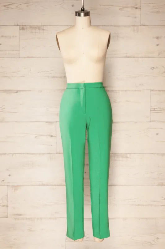 Sibenik Green | High-Waisted Pants w/ Pleated Leg sold by Boutique 1861