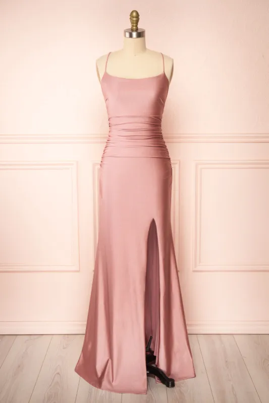 Sonia Blush | Mermaid Maxi Dress with Slit sold by Boutique 1861