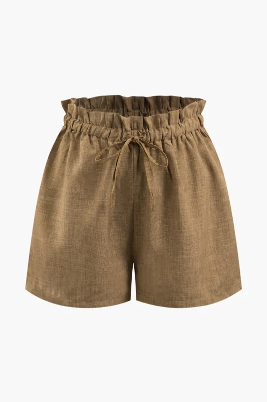 Hør-Blend Frill Tie Talje Shorts sold by Micas