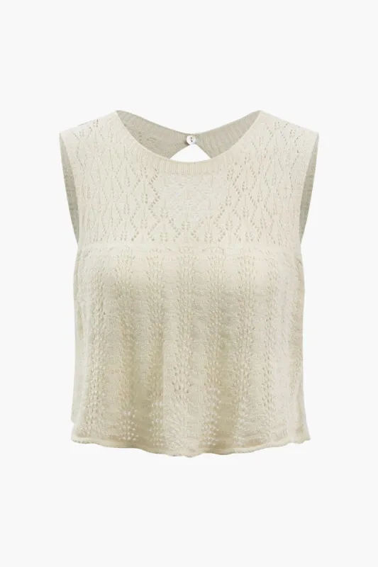 Openwork Knit Cut Out Tank Top sold by Micas