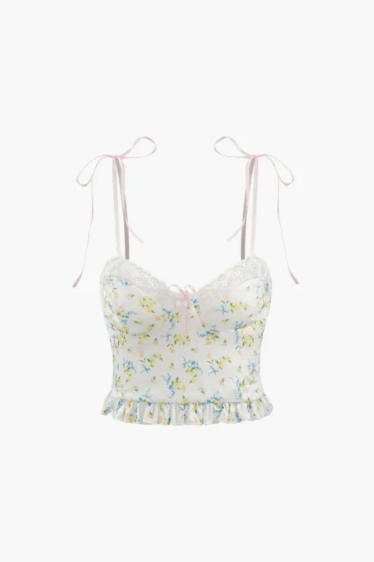 Floral Print Tie Strap Cami Top sold by Micas