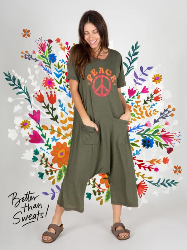Nomad Knit Printed Jumpsuit - Peace Sign sold by NATURAL LIFE