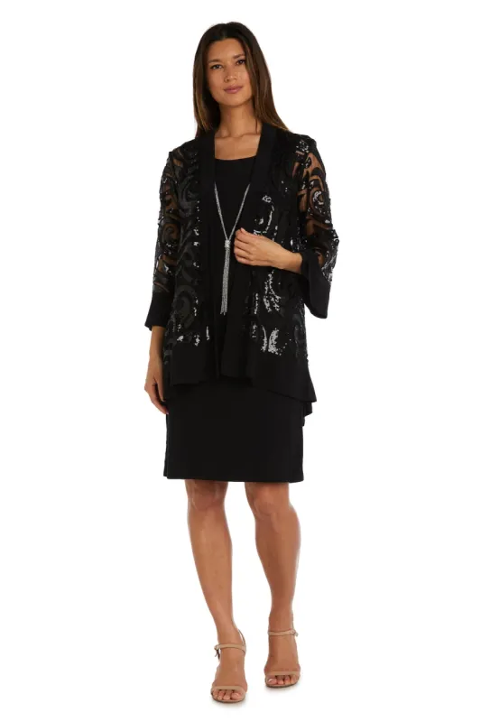 Two-Piece Sequin Swirl Jacket Dress  - Petite sold by R&M Richards