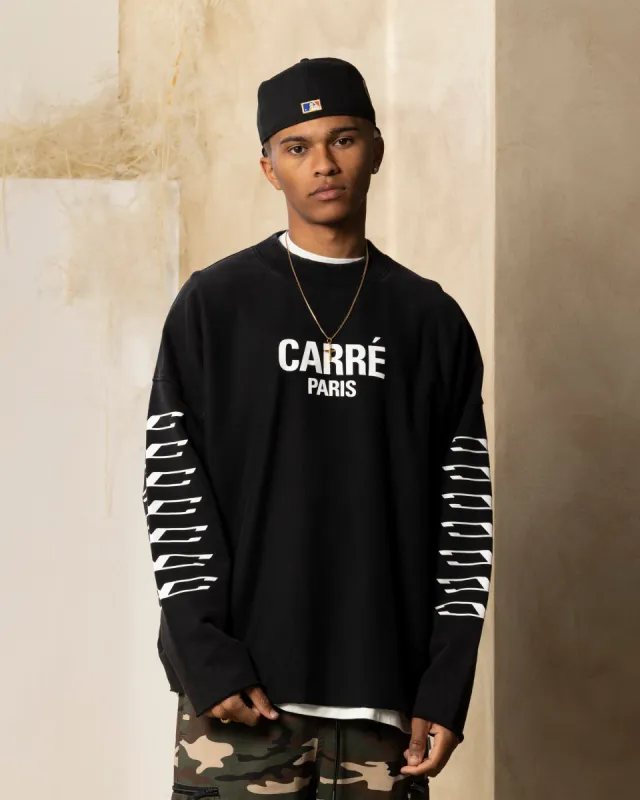 Carre Revolution Cut Off Oversized Crewneck Washed Black sold by Culture Kings