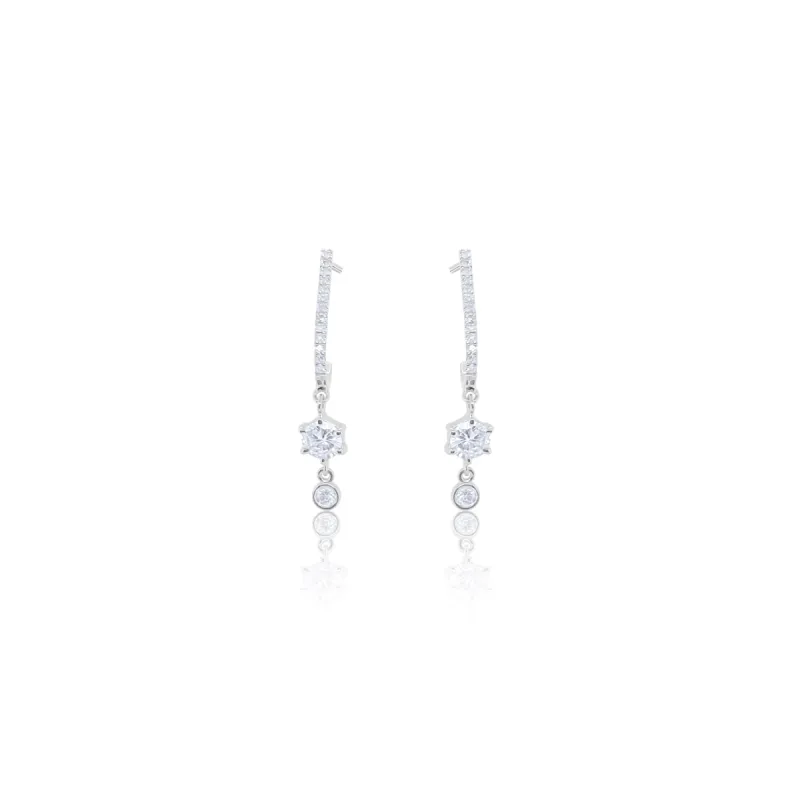 White Gold Diamond Drop Earrings (Lab) sold by Meira T