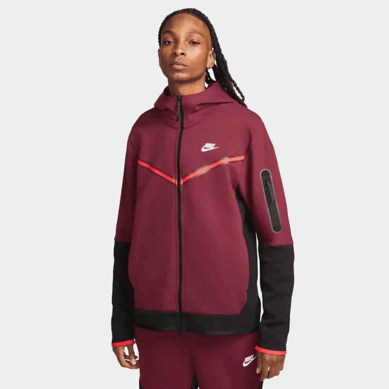 Nike Sportswear Tech Fleece Full Zip Hoodie Dark Beetroot / Black - Phantom sold by JD Sports