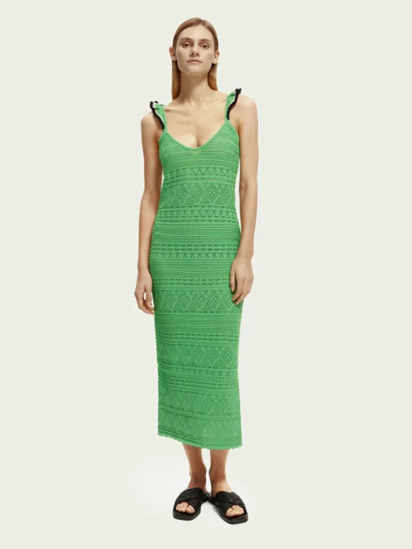 SCOTCH & SODA - Robe midi col V en maille pointelle sold by Pepin