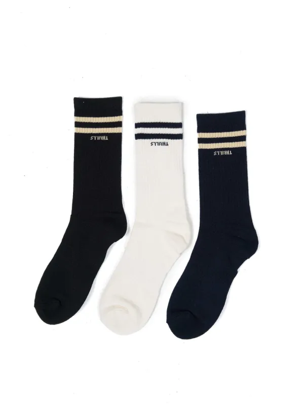 Minimal Thrills 3 Pack Sock - Oatmeal-Washed Black-Station Navy sold by Thrills