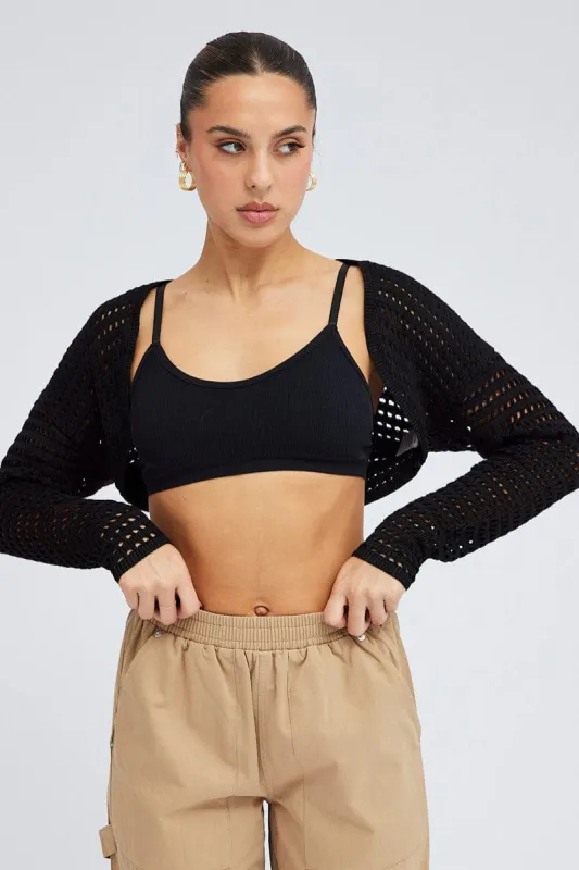 Black Knit Shrug sold by Ally Fashion