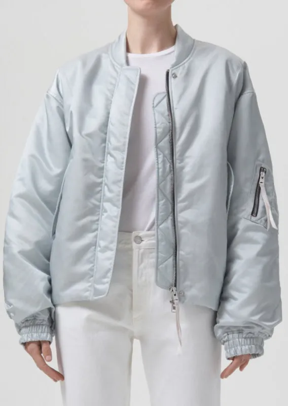 Shoreditch Ski Club x AGOLDE Nisa Bomber Jacket in Oyster sold by Agolde