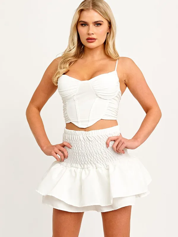 Ava Plain Rara Skirt In White sold by Vivichi