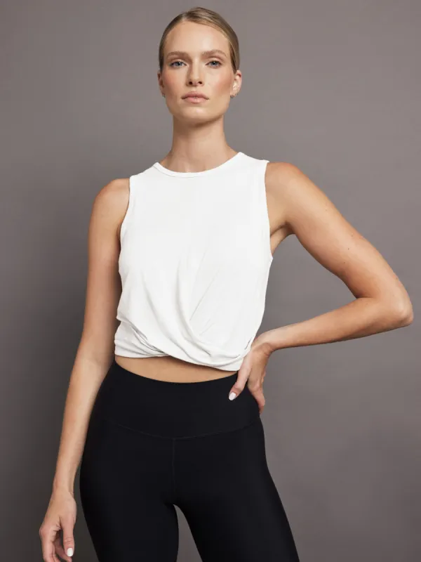 Front Twist Tank - White sold by Carbon38