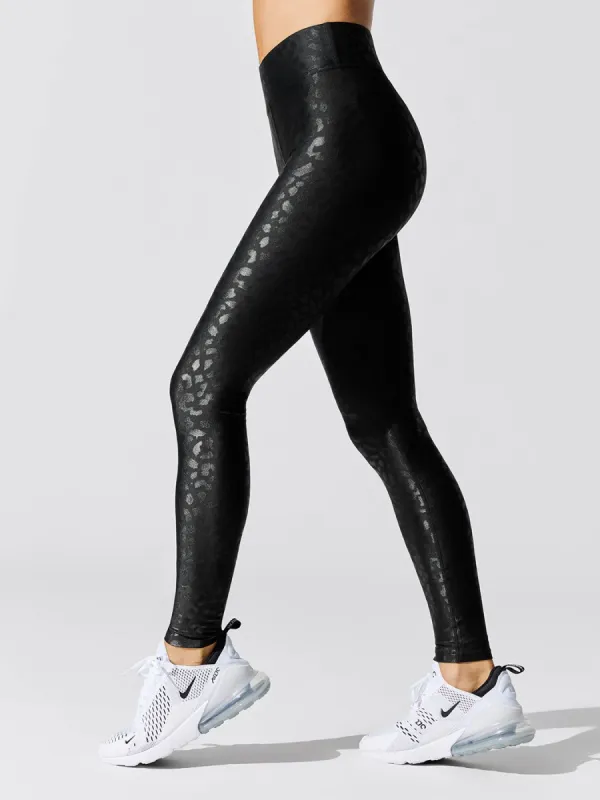 Regular Rise Full-length Legging in Leopard Takara Shine - Black sold by Carbon38