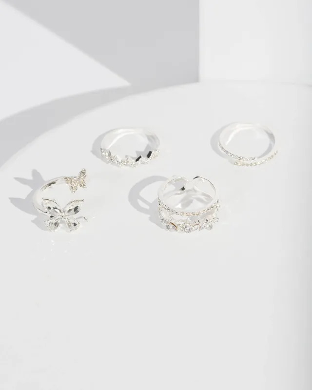 Silver Crystal Butterfly Ring Pack sold by Collete Hayman