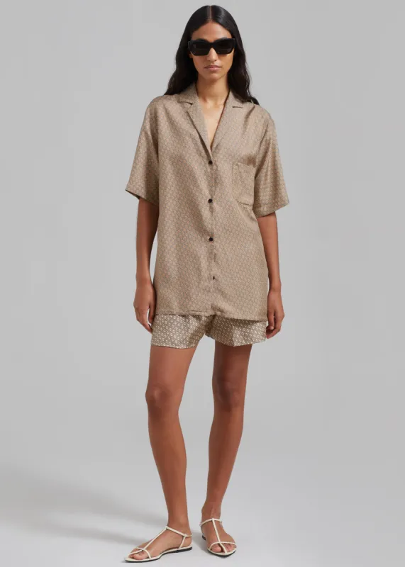 Esse Studios Linka Short Sleeve Silk Shirt - Golden Linka Print sold by Frankie Shop