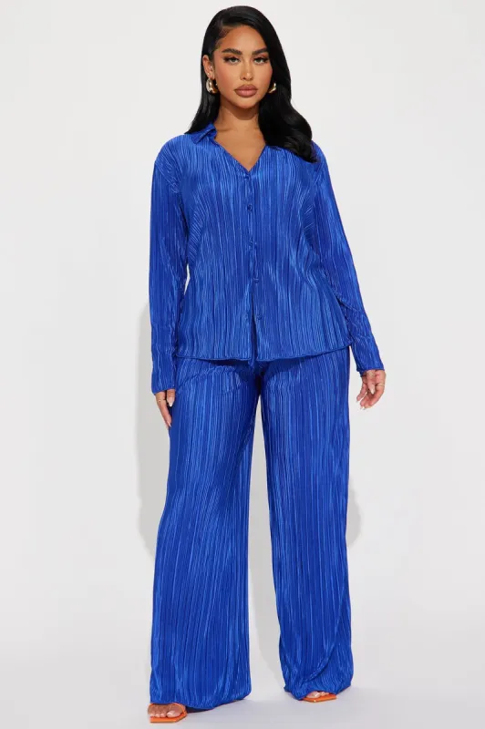 If It Plisse You Pant Set - Royal sold by Fashion Nova