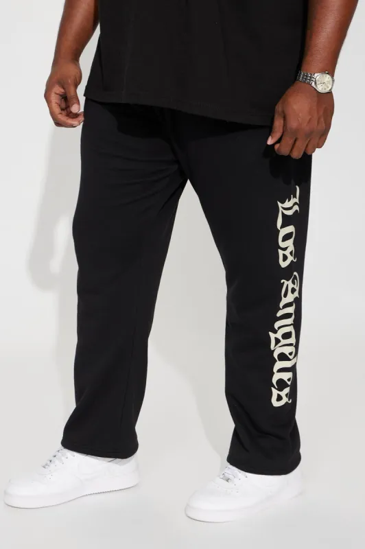 LA Script Straight Sweatpant - Black sold by Fashion Nova