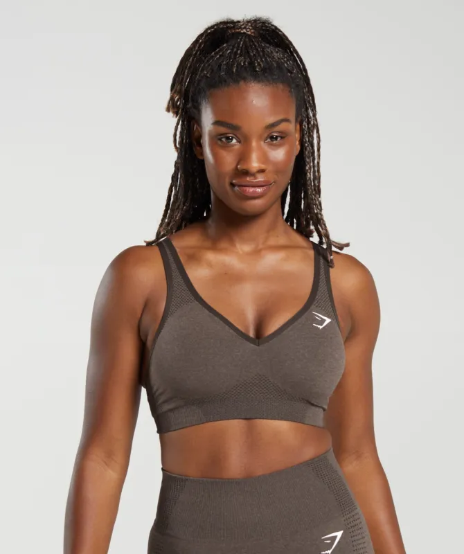 Gymshark Vital V Neck Sports Bra - Brown Marl sold by Gymshark