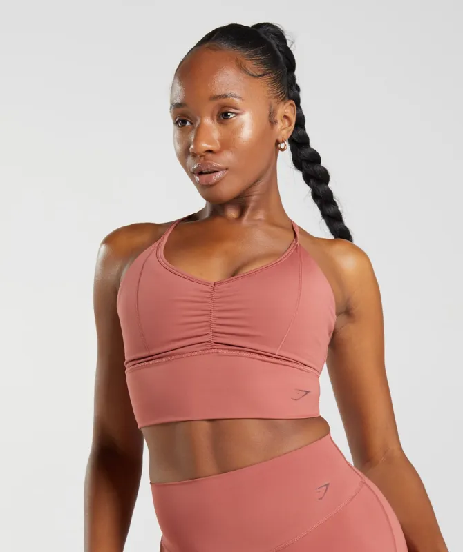 Gymshark Elevate Longline Sports Bra - Rose Brown sold by Gymshark