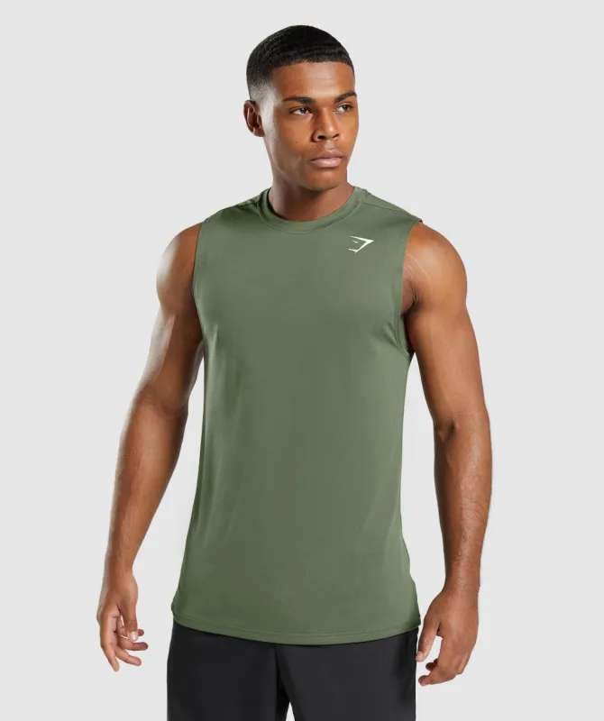Gymshark Arrival Sleeveless T-Shirt - Core Olive sold by Gymshark