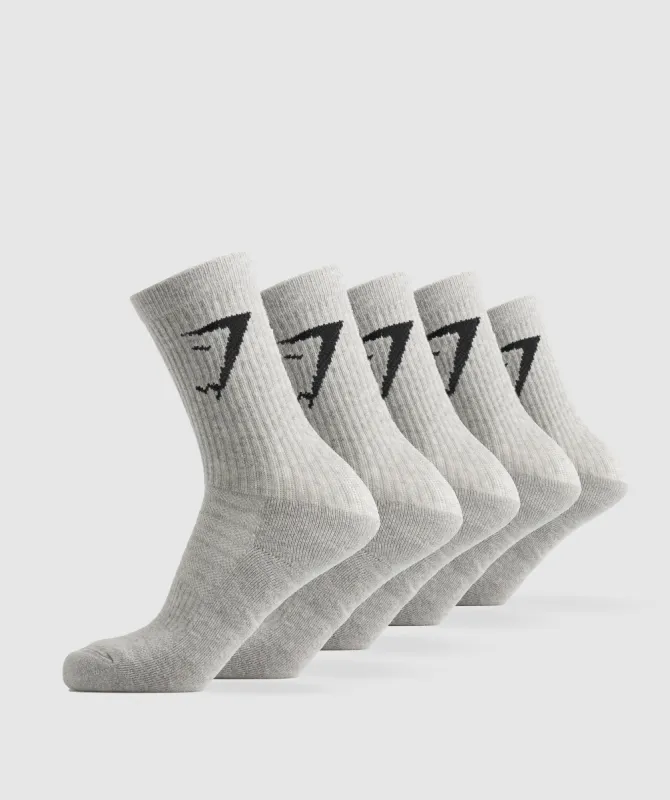 Gymshark Crew Socks 5pk - Light Grey Marl sold by Gymshark