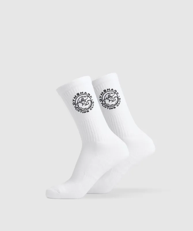 Gymshark Legacy Crew Socks 2pk - White sold by Gymshark
