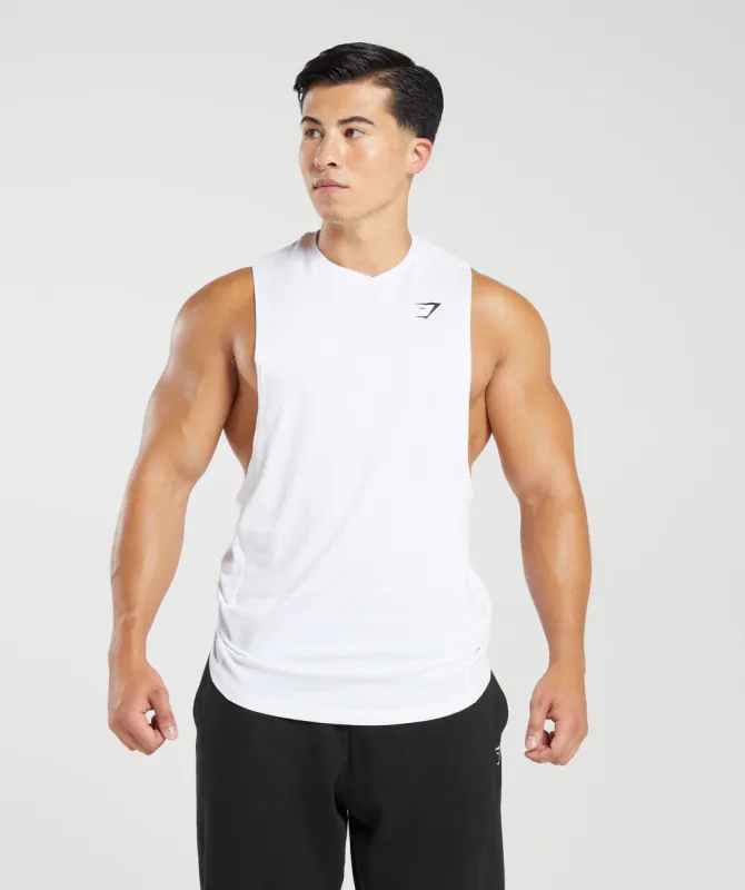 Gymshark React Drop Arm Tank - White sold by Gymshark