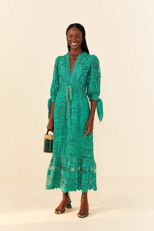 Green Morada Boa Guipure Dress sold by FARM Rio