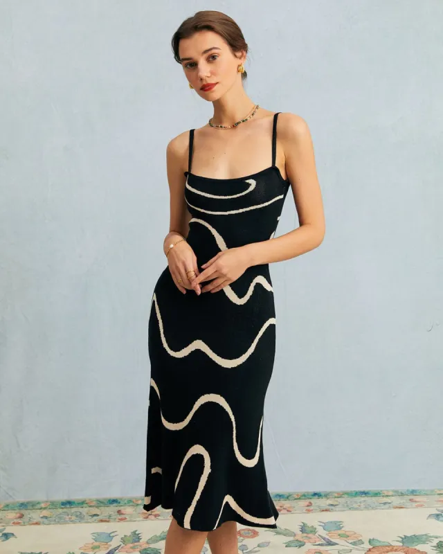 The Black Wave Mermaid Hem Knit Midi Dress sold by rihoas