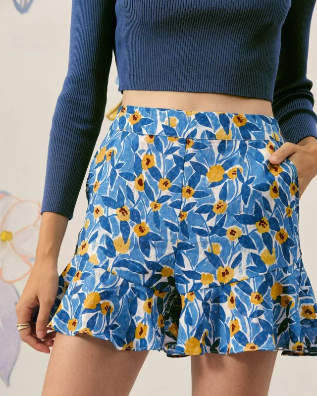 The Ruffle Trim Wide-leg Shorts sold by rihoas