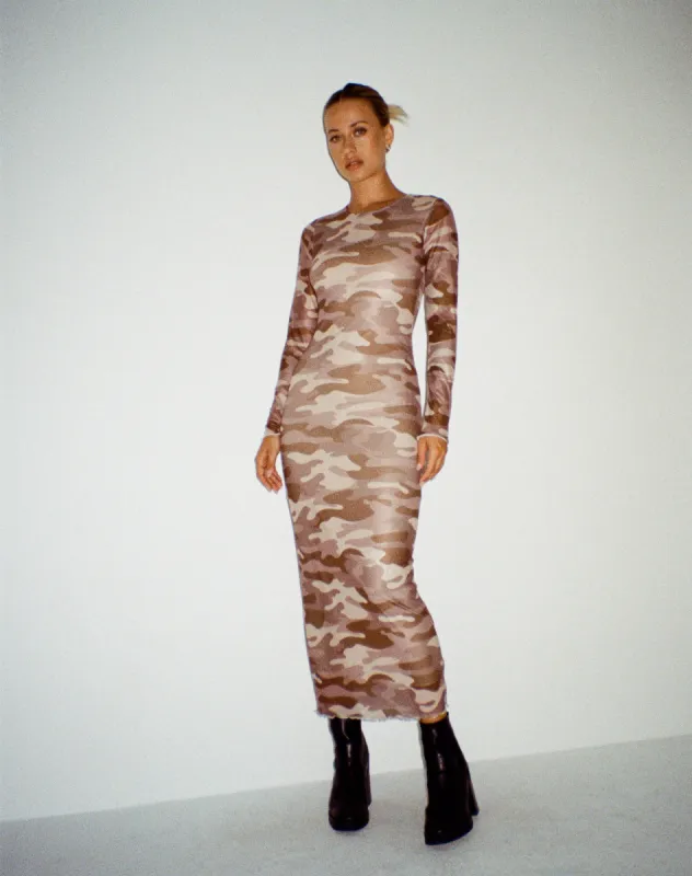Laura Midi Dress in Camo sold by Motel Rocks