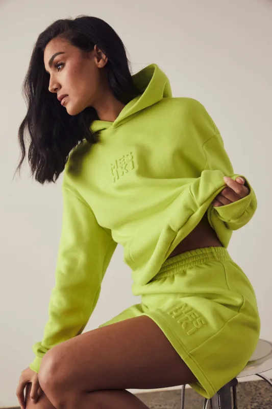Arden Embossed Fleeceback Hoodie - Lime Green sold by Meshki