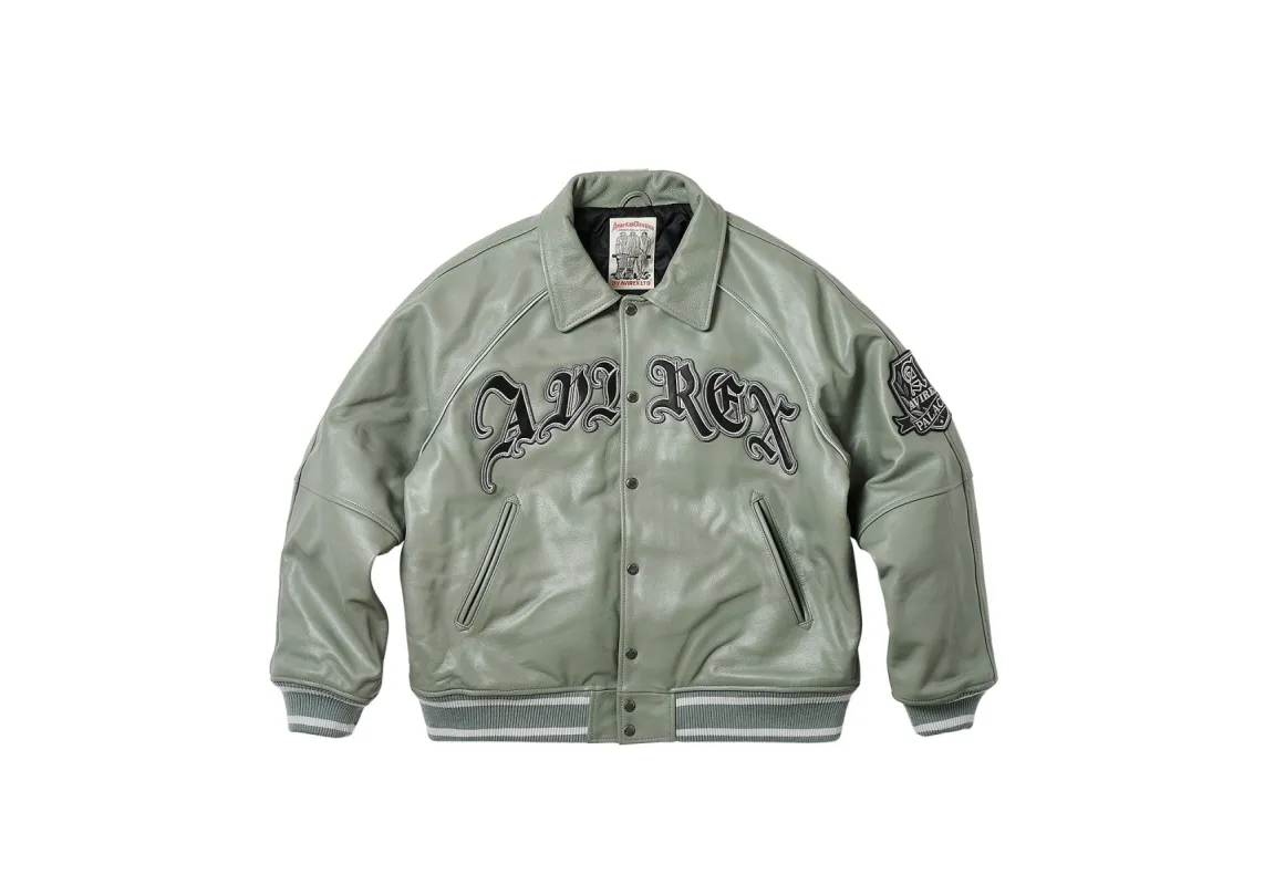 PALACE AVIREX LEATHER JACKET GREY | Parallel