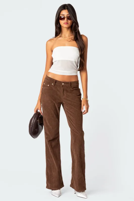 Corduroy Bootcut Flared Pants sold by Edikted
