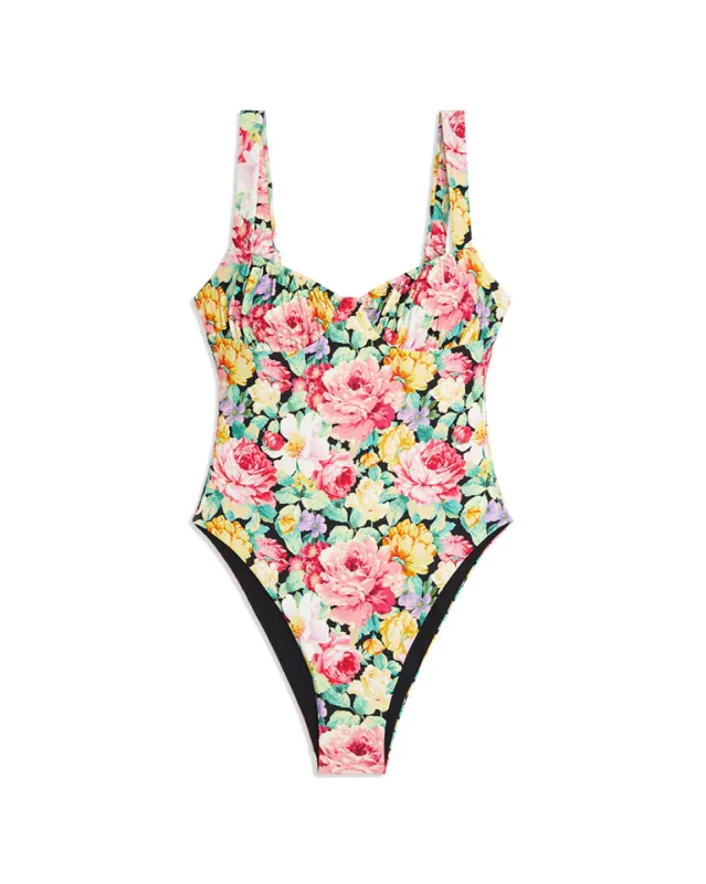 Ruched Cup Vintage Roses One Piece sold by WeWoreWhat