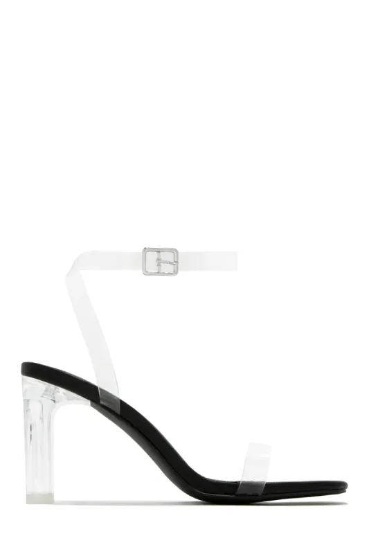 Simply Yours Clear Ankle Strap Heels - Black sold by Miss Lola