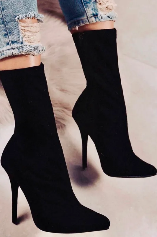 Guilt Trip Heel Ankle Boots - Black sold by Miss Lola