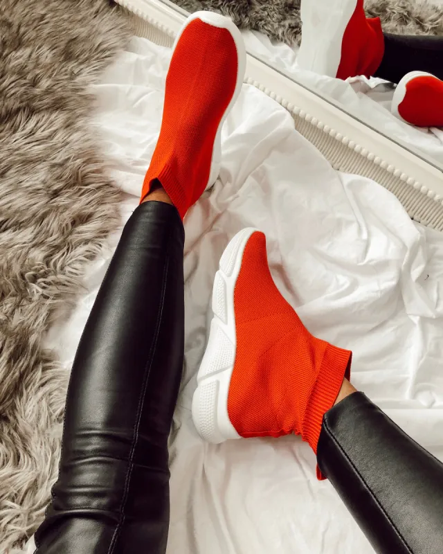 Best Things Sock Trainers in Red sold by Fearless