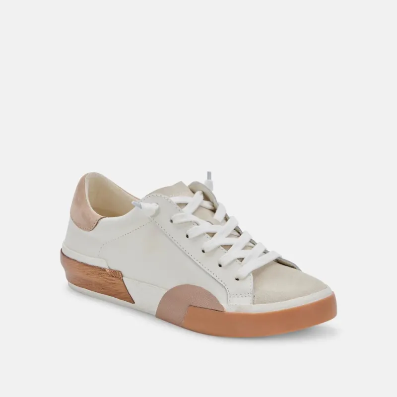 Zina Sneakers | White Tan Leather sold by Belletique