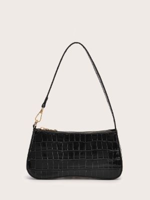 croc embossed baguette bag sold by SHEIN